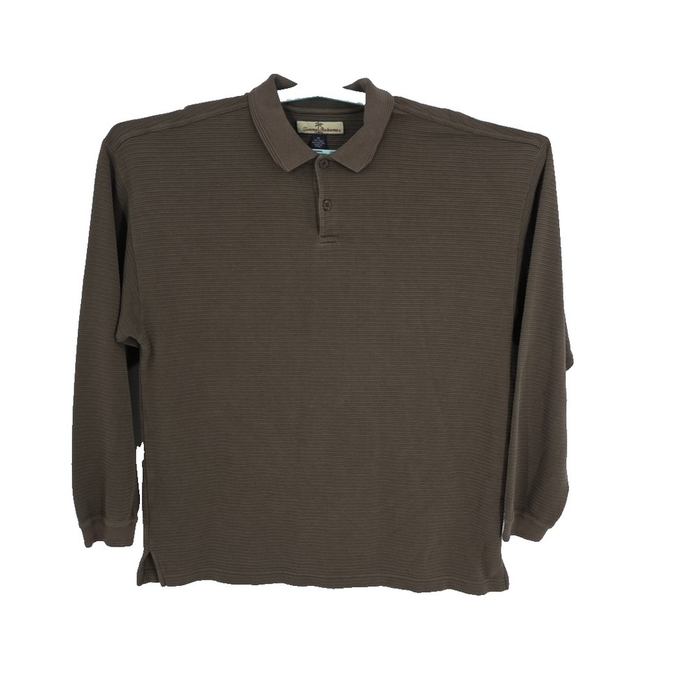 Tommy Bahama Army Brown Men's 70% Silk 30% Cotton LS Pullover Ribbed Design S XL